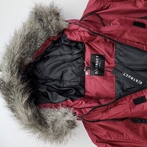 Men's Maroon Ski Jacket with Faux Fur Trim